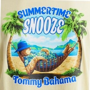 Tommy Bahama Mens 2XLB Summertime Snooze Sloth Hammock Yellow Graphic T-Shirt